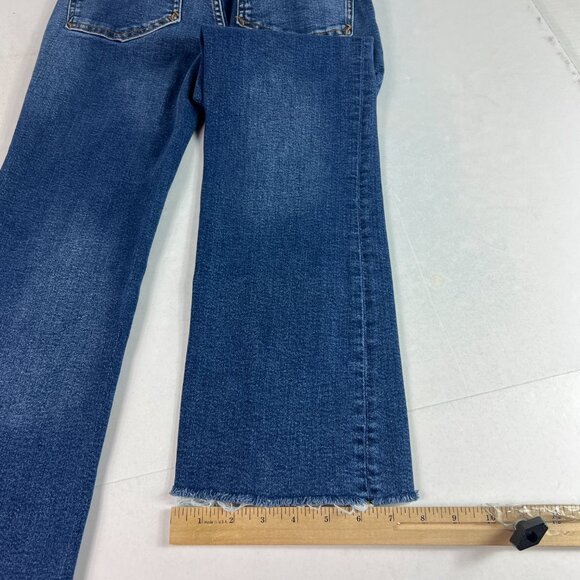 Pilcro Jeans Womens 27x26* Yaya Mid Rise Flare Cropped Blue Raw Hem Denim Tag 27 - Picture 10 of 16